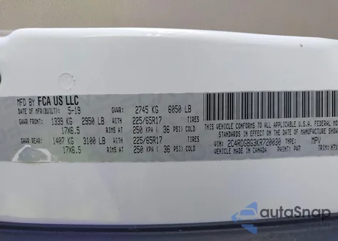 2019 Dodge Grand Caravan Se из США, поврежденный, VIN 2C4RDGBG3KR720030